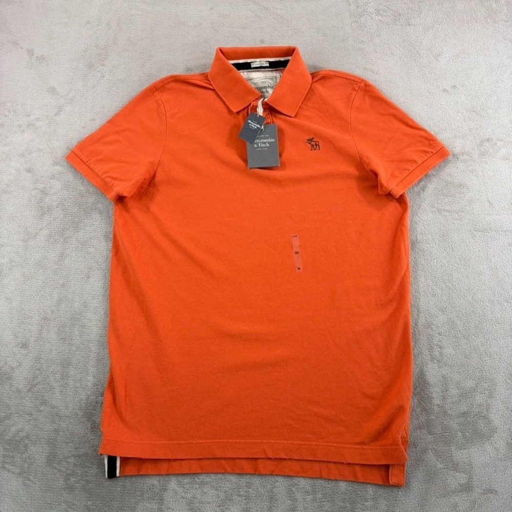 Vintage Y2K Abercrombie & Fitch Muscle Fit Moose Polo Shirt Men 2XL Orange NWT